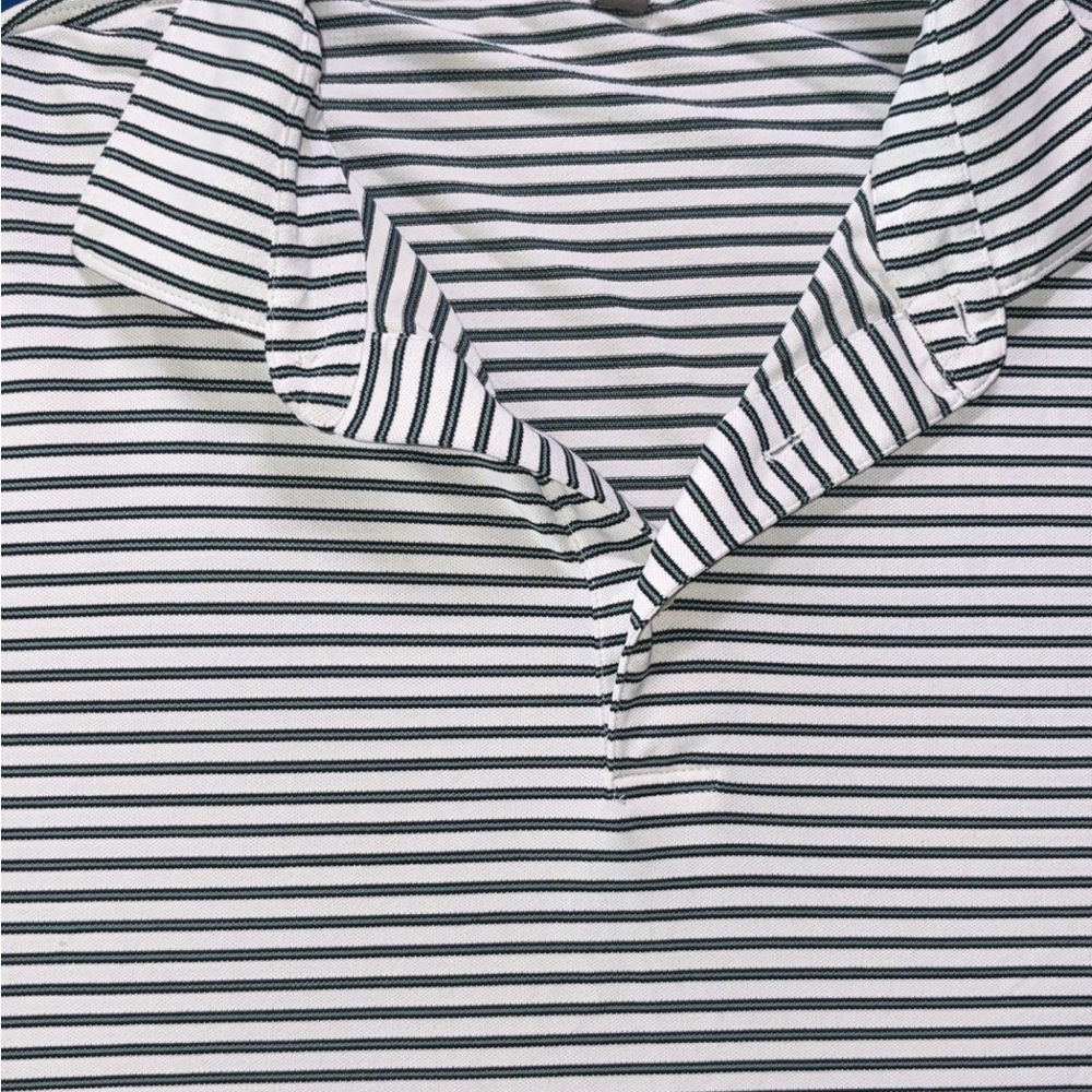 Peter Millar White and Black Striped Polo